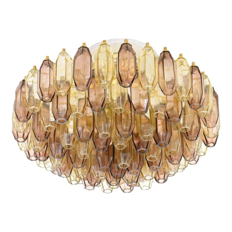 Prismatico Amber and Amethyst Compact Glass Chandelier 91 elements by Piattelli