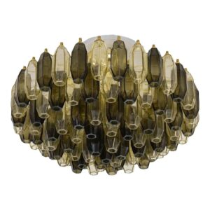Prismatico Amber and Taupe Compact Glass Chandelier 91 elements by S. Piattelli