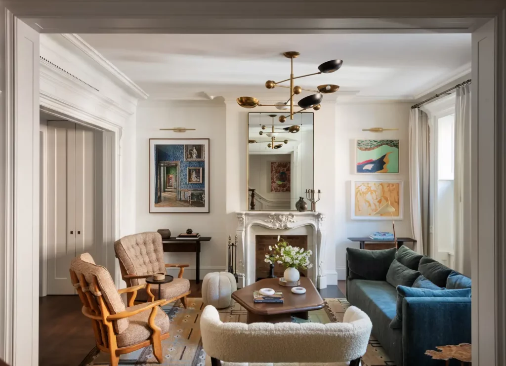 Our Orbitale chandelier featured in this Brooklyn Heights home designed by Charles & Co
