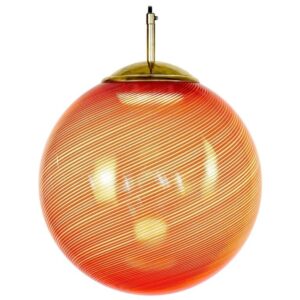 Gaia, Murano Red Mezza Filigrana Tessuto glass sphere, Silvio Piattelli Design