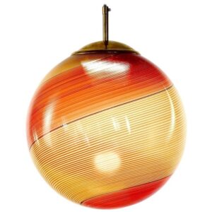 Gaia, Murano Amber and Red Mezza Filigrana glass sphere, Silvio Piattelli Design