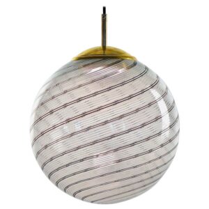 Gaia, Murano 5 White and 2 Black Mezza Filigrana glass sphere, Piattelli Design