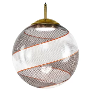 Gaia, Murano White and Black Mezza Filigrana glass sphere, Piattelli Design
