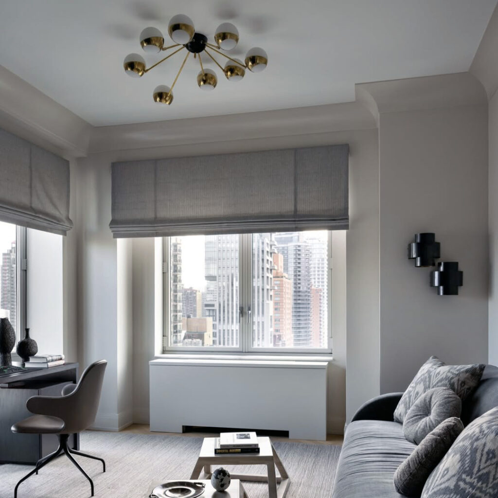 Our flush mount chandelier in an Upper East Side apartment designed by Amy Kalikow