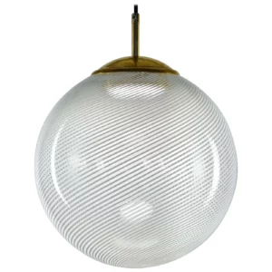 Gaia, Murano White Mezza Filigrana Tessuto glass sphere, Silvio Piattelli Design