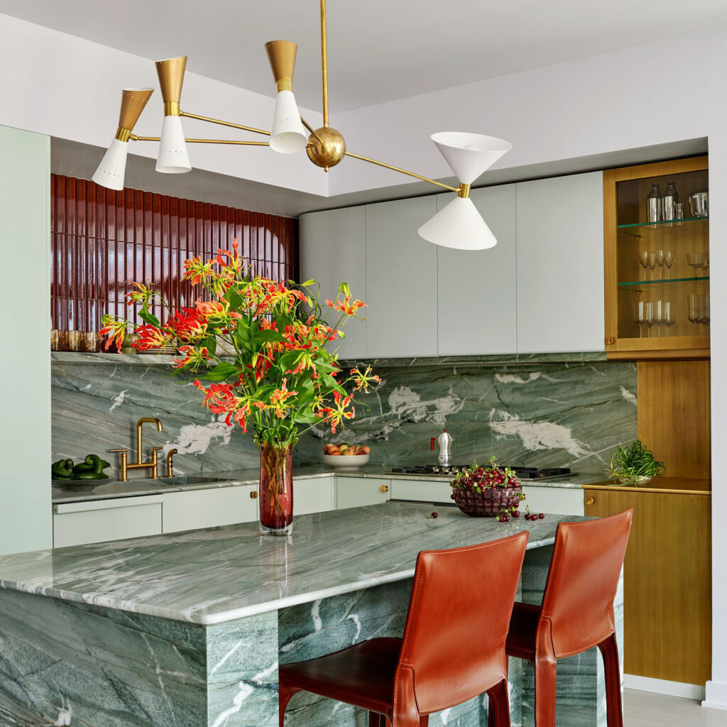 Our Asymmetrical Chandelier featured in Elle Decor in a SoHo apartment by Mark Grattan