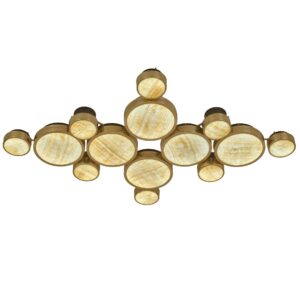 Gran Costellazione, Gemini, Brass Onyx Flush Mount Chandelier Piattelli design