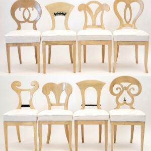 Eclectica, set of 8 White Biedermeier dining Chairs each in different style
