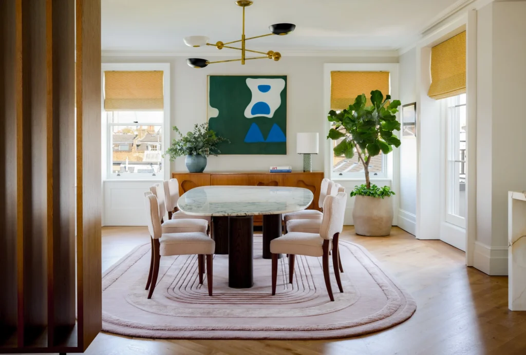 Our Orbitale Brass Chandelier in a Notting Hill apartment by Peter Mikic.