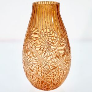Murano Vase in the Stellato, Filigrana and Battuto Technique, Rose and white.