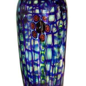 Murano glass vase with Murrine Romane. Floral desing, Ercole Barovier Style