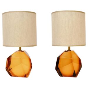 Pair of Massiccio faceted Murano table lamps by Alberto Donà — Maestro Collection