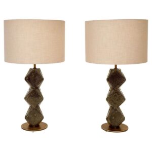 Pair of Deep Pulegoso Murano Table Lamps by Alberto Donà — Maestro Collection