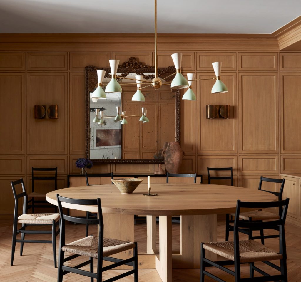 Our Six Arms Brass Chandelier in a Central Park West Residence by Neal Beckstedt Studio