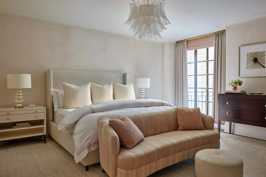 Our Veneziana Chandelier in a 5th Avenue Bedroom by AREA Interior Design