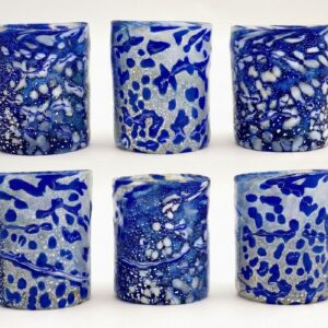 I Bizantini. Murano Glass Tumblers – Ultramarine and Silver Set - Maestro Collection