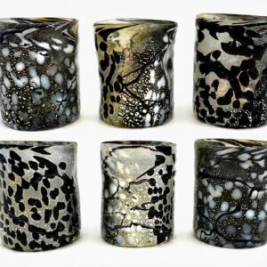 I Bizantini. Murano Glass Tumblers – Black and Silver Set - Maestro Collection